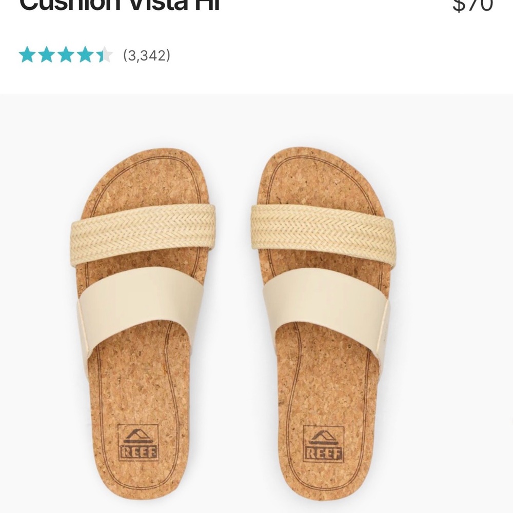 Reef cushion Vista Hi  Sandals - Tan and Cream size 8